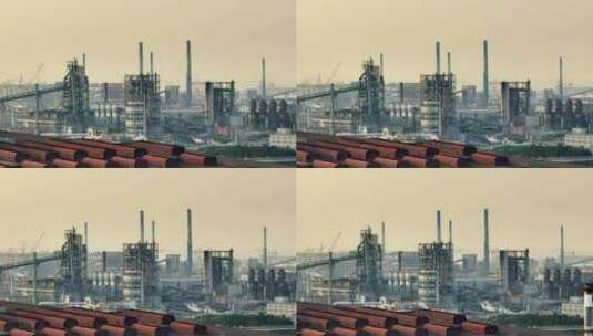 钢铁厂重工业航拍高清在线视频素材下载