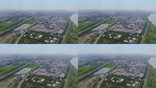 航拍绍兴曹娥江工厂建筑制造业经济发展高清在线视频素材下载