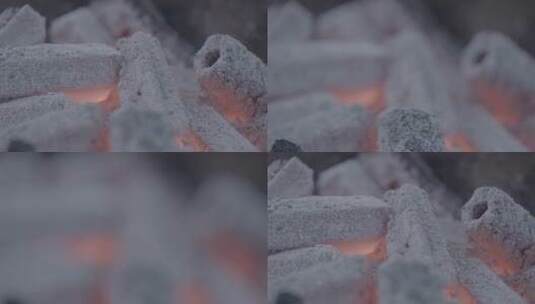 户外火炉中的炭火LOG高清在线视频素材下载