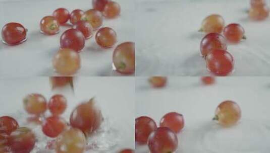 红色葡萄水中特写新疆大葡萄水灵新鲜高清在线视频素材下载