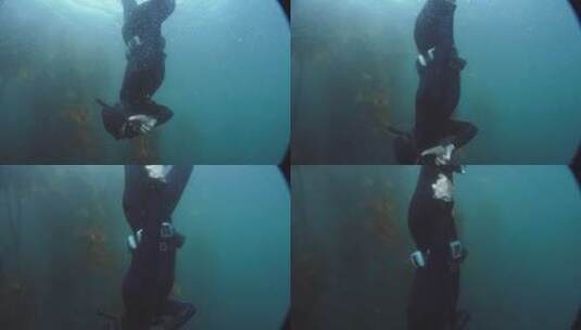 水下的潜水员特写高清在线视频素材下载