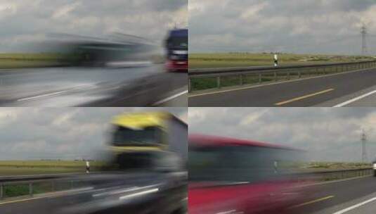 高速公路上飞驰而过的汽车高清在线视频素材下载