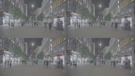 上海夜景人流南京东路过马路8K灰片原素材高清在线视频素材下载