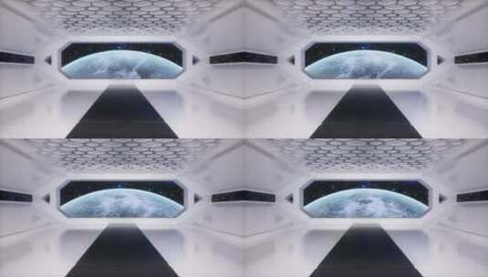 高科技太空舱和舷窗旋转地球C4D动画高清在线视频素材下载