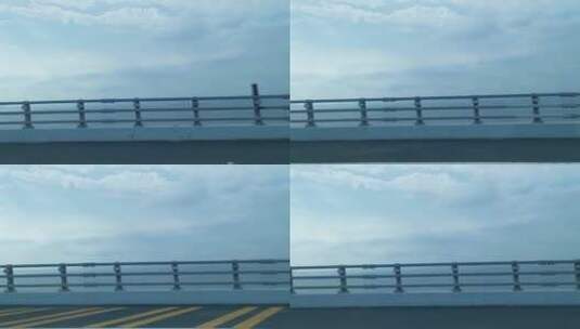 蓝天白云、跨海大桥、行车记录仪、窗外风景高清在线视频素材下载