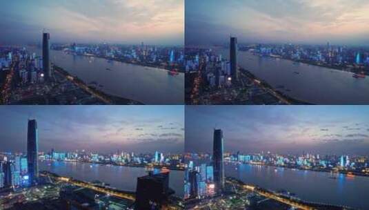 武汉绿地中心夜景高清在线视频素材下载