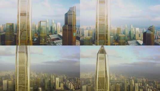 4k深圳平安金融中心城市风光航拍视频高清在线视频素材下载
