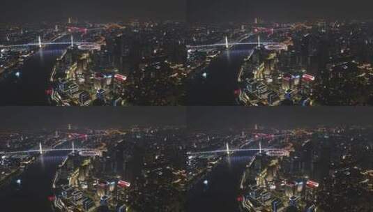 4K上海夜景航拍南浦大桥黄浦江高清在线视频素材下载