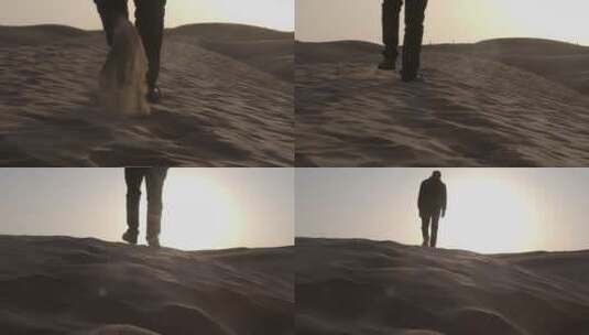 沙漠行走环境背影高清在线视频素材下载
