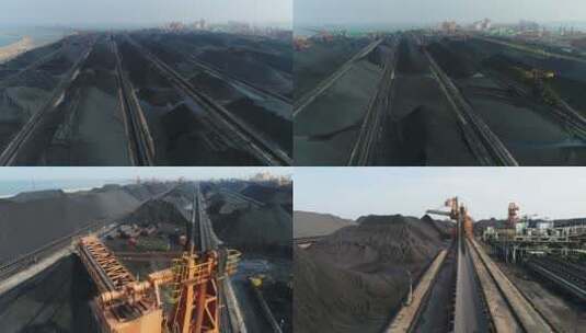 港口煤炭航拍镜头高清在线视频素材下载