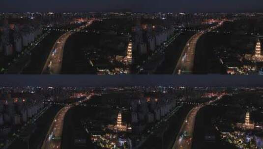 航拍昆明都市夜景交通高清在线视频素材下载