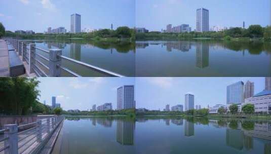 武汉江汉后襄河公园风光4K视频合集高清在线视频素材下载