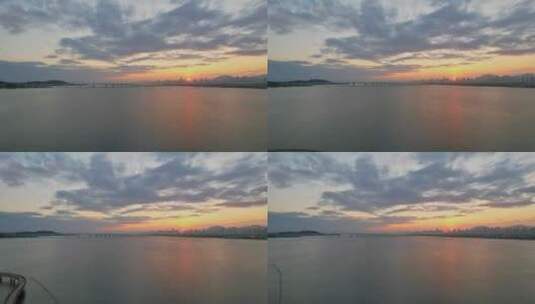航拍海面日落景观高清在线视频素材下载