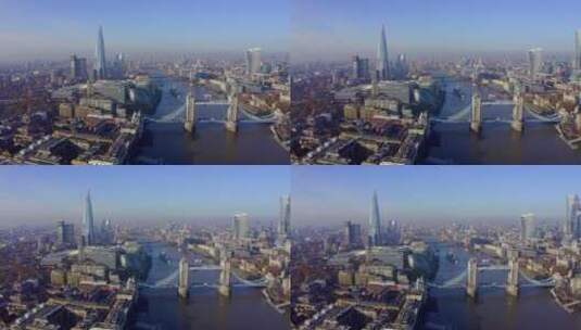 英国伦敦天际线高空航拍高清在线视频素材下载