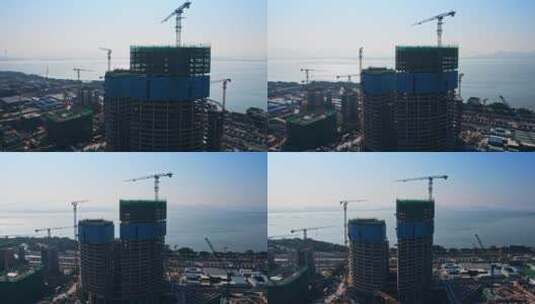 4K航拍深圳湾超级总部建设进展高清在线视频素材下载