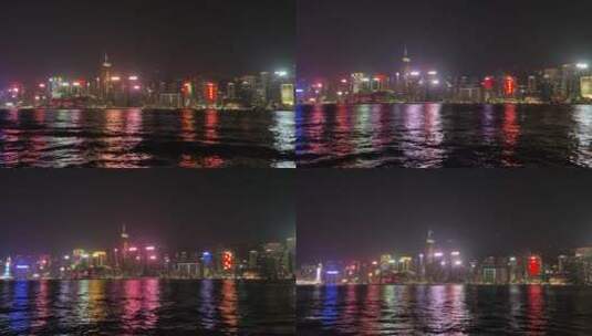 香港 旺角 邮轮 船 大厦 夜间 大海 夜景高清在线视频素材下载