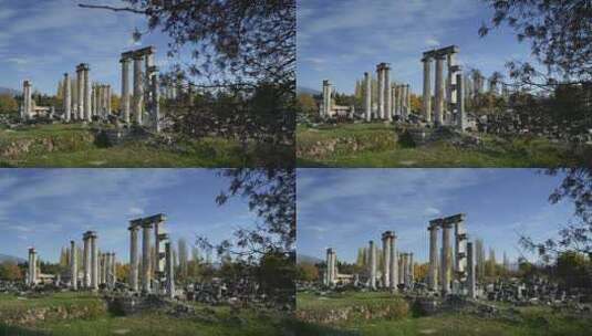 位于自然古城阿芙罗迪西亚斯的废墟。柱子400。艾登土耳其。2.高清在线视频素材下载