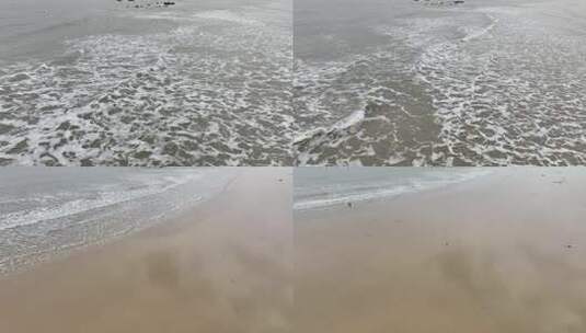 阴天大海沙滩海水波纹海浪航拍海滩浪花波浪高清在线视频素材下载