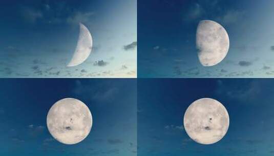 月亮阴晴圆缺变化延时摄影高清在线视频素材下载