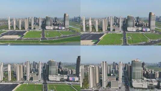 杭州亚运村城市建筑航拍高清在线视频素材下载