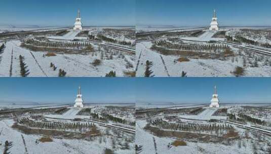 内蒙古海拉尔两河圣山旅游风景区航拍高清在线视频素材下载
