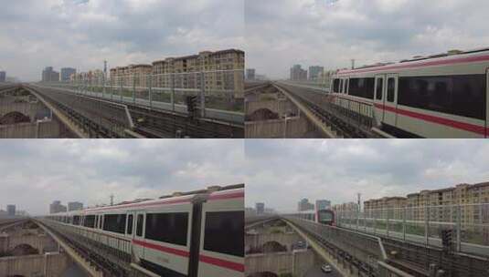 城市轨道交通地铁驶入站台实拍高清在线视频素材下载