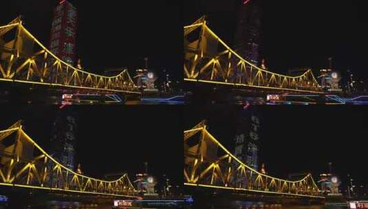 天津夜景世纪钟解放桥海河游船1080p高清在线视频素材下载