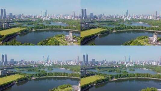 湖南省烈士公园潇湘阁4k航拍长沙风光高清在线视频素材下载