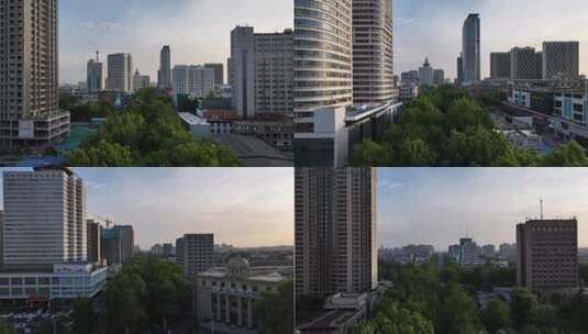 淄博清晨航拍空镜高清在线视频素材下载