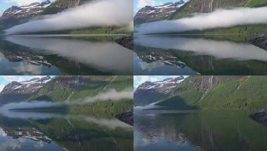 云朵在平静的湖面上跳舞的时间流逝高清在线视频素材下载