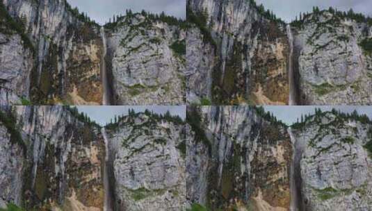 奥地利阿尔卑斯山瀑布森林山空中推进高清在线视频素材下载