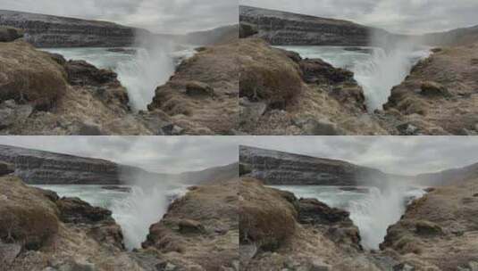 冰岛黄金瀑布高清在线视频素材下载