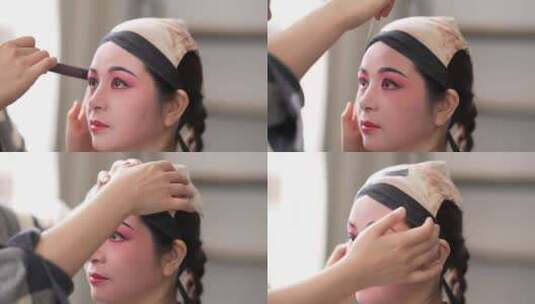 昆曲牡丹亭美女演员在化妆高清在线视频素材下载