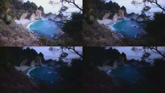 Mcway Falls Beach， Big Sur California 8高清在线视频素材下载