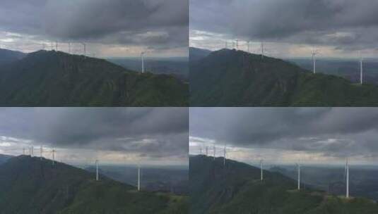 4K航拍风车山风力发电、绿色清洁能源高清在线视频素材下载