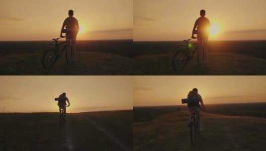 男子骑着自行车上山高清在线视频素材下载