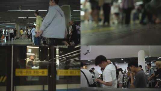 2地铁人流 很多人 上海地铁 上班高峰期高清在线视频素材下载