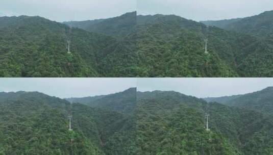 森林索道航拍缆车树林俯拍山林登山索道缆车高清在线视频素材下载