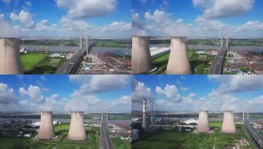 上海市闵行区闵浦大桥工业环境高清在线视频素材下载
