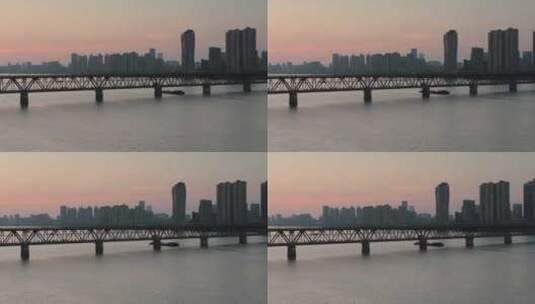 杭州钱塘江大桥钱塘江滨江沿岸风光高清在线视频素材下载