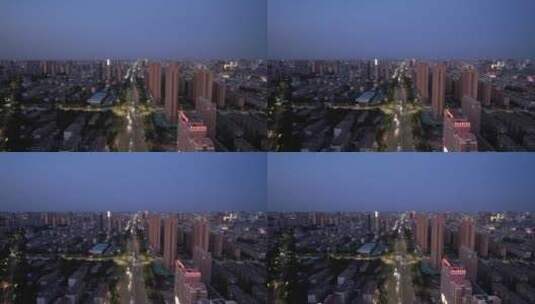 城市晚霞夜幕降临夜景灯光交通航拍高清在线视频素材下载