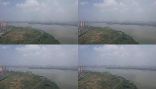 安徽蚌埠龙子湖公园航拍高清在线视频素材下载