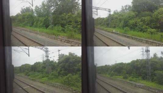 火车行驶铁轨轨道旅途风景实拍高清在线视频素材下载