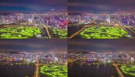4K航拍深圳南山夜景延时高清在线视频素材下载