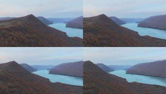 航拍秋天的新疆喀纳斯湖高清在线视频素材下载
