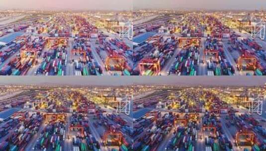 码头港口经济发展延时物流运输高清在线视频素材下载