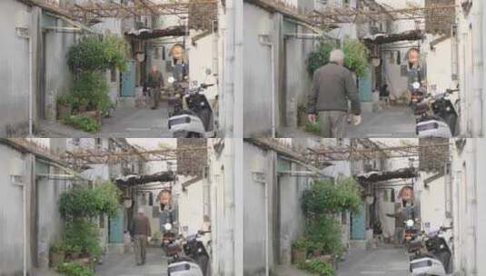 苏州巷子/邻里社区老人聊天/老人散步高清在线视频素材下载