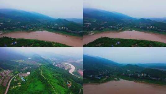重庆北碚澄江十里温泉城航拍高清在线视频素材下载