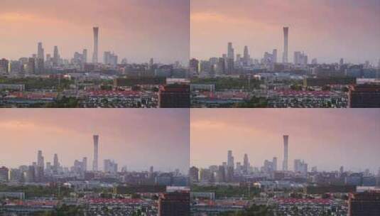 北京国贸日落夜景高清在线视频素材下载
