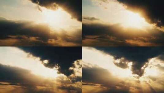 阳光穿透乌云太阳光芒照射丁达尔光耶稣光高清在线视频素材下载